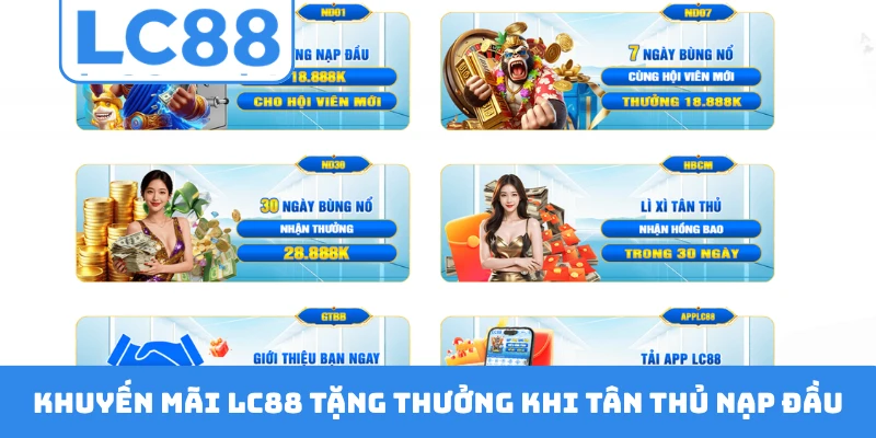 Khuyến mãi LC88 tặng thưởng khi tân thủ nạp đầu
